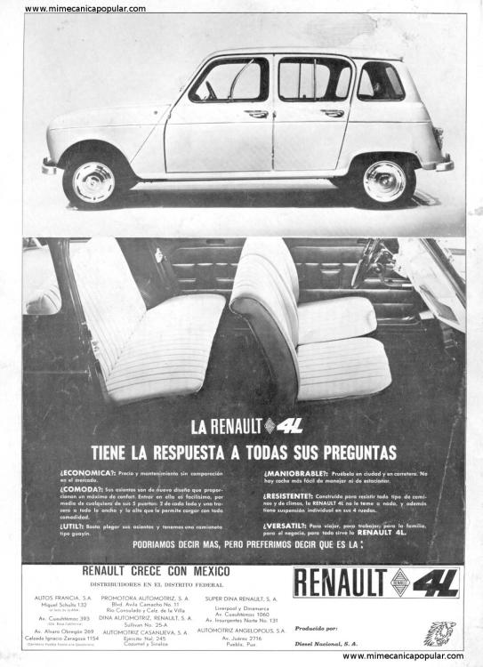 Automovilismo - Publicidad - Renault 4L - Octubre 1967 - Mi Mecánica Popular